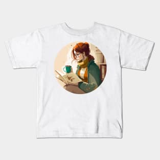 Chilling girl reading a book Kids T-Shirt